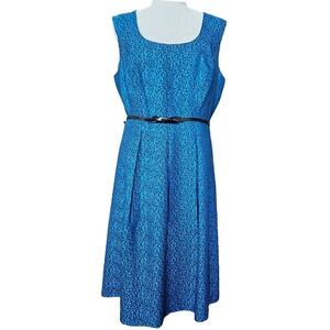 Jones Studio blue and black fit and flare midi dress sleeveless size 12